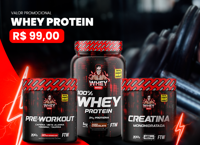 Combo Nerd 1 - Whey 1kg + Creatina 300g + Pre workout 300g